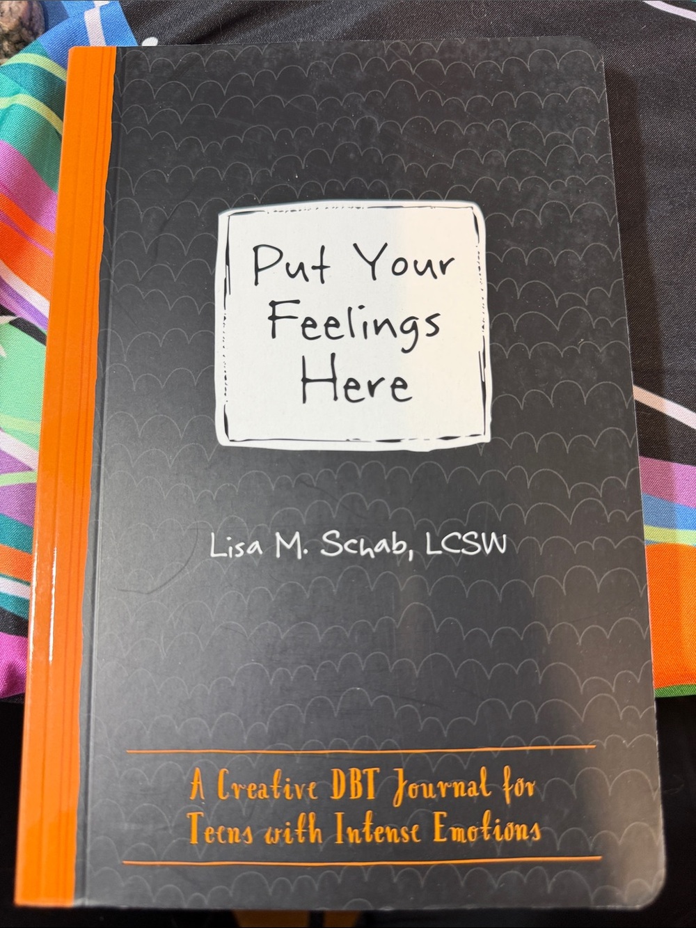 Put Your Feelings Here - Orange & Black Journal by Lisa m Schab